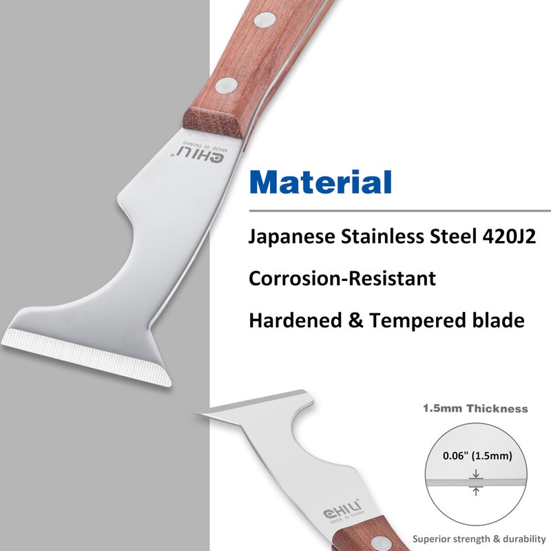CHILI Tools 2PC. 5 IN 1 Stainless Steel Paint Scraper With Wooden Handle Hammer End, Made In Taiwan - Image 2